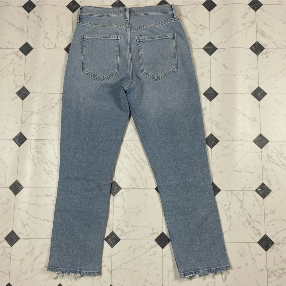 Agolde Riley High Rise Straight Crop Jeans in Dynamic Light Blue Women Sz 26 - Picture 7 of 9